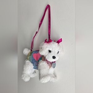 Poochie & Co Dog Purse Rainbow Sparkle Hearts And Bows White Maltese